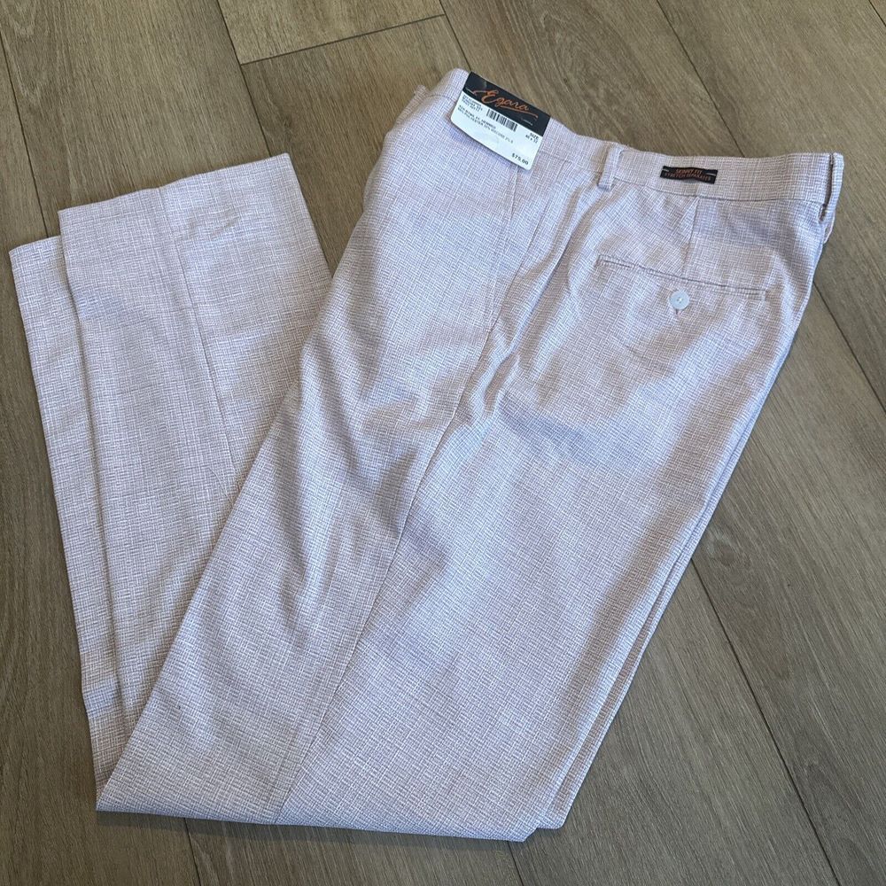 Egara Men's Skinny Fit Stretch Dress Pants Trouser Pink 40x32 NEW